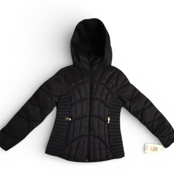 NWT Women’s Small DKNY Black Quilted Jacket with Hood - Picture 6 of 11